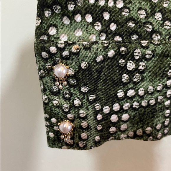 St. John Sport by Marie Gray Green Studded Jean Jacket - Picture 7 of 16